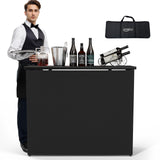 VINGLI 45 Commercial Grade Portable Bar Table for Events, Mobile Bartending Station, Outdoor Indoor Pop Up Bar Table with Skirt