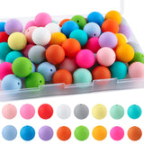 Sunrony 64Pcs 19mm Silicone Beads for Keychain Making, Mixed Color Round Silicone Beads for Pens and Necklace Bracelet Crafts Ma