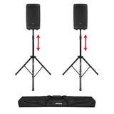 Gator Frameworks Deluxe Set with Self Rising Lift Assist Includes (2) Speaker Stands and Nylon Carry Bag, (GFW-SPK-3000SET)