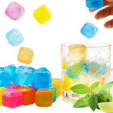Reusable Ice Cubes for Drinks Square Plastic Ice Cubes 20 Pack Freeze Drinks Without Diluting Easy to Use Washable Non-Melting Fake Ice Cube for Coffee Wine Whiskey Cocktails Colorful-New