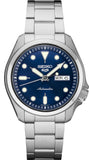 SEIKO SRPE53 Automatic Watch for Men 5 Sports Blue Sunray Dial, Day/Date Calendar, and LumiBrite Hands & Markers, Stainless