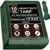 Bluyard Tarp Waterproof 13x20 Ft Heavy Duty Tarp Thicker 10 Mil Large Tarps with 20M Rope Reinforced Grommets and Edge UV&Fade R