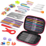 Stephirre 109 Pcs Crochet Hooks Set With Case Ergonomic Coloured Crochet Needles Kit With Yarn Accessories, Stitch Markers & S