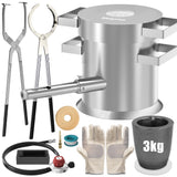Nelyrho Complete 3KG Propane Melting Furnace Kit for Beginners - All-in-One Metal Smelting Forge with Crucible, Tongs, Fire Bric