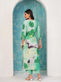 Gosriki Women'S Cotton Blend Straight Printed Kurta With Palazzo (Swans See Green-Nw-Gs_S_See Green_Small),See Green,,B0D4J6PMPJ