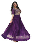 Wedani Georgette Embroidery Sequins-Work Anarkali Kurta Set For Women (In Alpha 2Xl Regular Purple),PURPLE,2XL