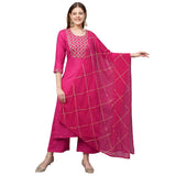 Gosriki Women'S Cotton Blend Printed Straight Kurta With Pant & Dupatta (Rinki Blue_S-Go_Blue_Small),Blue,,B0B4FWG7TR