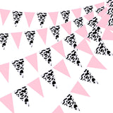 Boao 5 Pcs Cow Print Pennant Banners, Cow Print Pennant Banner Birthday Party Supplies for Western Cowboy Theme Decoration Baby