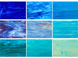 PALJOLLY 9 Pack Blue Stained Glass Sheets, 4 x 6 inch Mosaic Glass Stained Glass Supplies for Stained Glass Projects and Mosaic