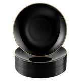 Bestluck 100 PCS Black Gold Plastic Plates, 10 inch Black Disposable Plates for Party, Plastic Dinner Plates for Party, Graduati