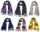 Fusfus WomenS Printed Chiffon Scarves And Stoles, Free Size(Multicolour, Fs1675) Pack Of 6 (Multicolor2)
