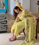 Anni Designer Women'S Rayon Viscose Straight Printed Kurta With Pant & Dupatta (Rehnuma Yellow_M_Yellow_Medium),Yellow,M,,,