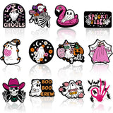 12PCS Halloween Silicone Beads,Pink Halloween Silicone Focal Beads Cute Ghost Skeleton Mixed Loose Rubber Beads for Making Keych