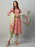 Anni Designer Women'S Cotton Blend Straight Printed Kurta With Pant & Dupatta (Tanvi Red-Kbv_S_Red_Small),Red,S,,,
