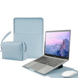 Gyanm 4in1 Laptop Sleeve with Stand and Mouse Pad, Faux Leather Protective Case with Accessory Pouch for 13.314 Inch Laptops