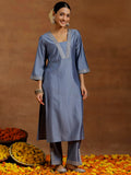 Libas Women'S Silk Blend Yoke Design Kurta Sets (Gs921_Grey_S)