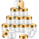SATINIOR 12 Pack 12 oz Plastic Container Jars with Lids Round Clear Travel Cosmetic Container Slime Jars for Toiletries, Lotion,