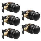 GOBEKOR 5 Pack Passage Door Knobs for Closet Door Knobs Interior Matte Black Keyless Door Knob with Lock Round Passage Knob