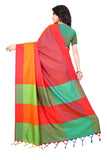 Dhruvi Trendz Womens Cotton Silk Saree (Dt-S1223_Orange_One Size_Orange)