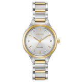 Citizen Womens EcoDrive Dress Classic Diamond Watch in Twotone Stainless Steel, Silver Dial (Model: FE210450A)