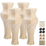 La Vane 5.5 inch / 13cm Wooden Furniture Legs, Set of 4 Solid Wood Carved Unfinished Spiral Fluted Country Replacement Spool Fee