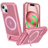 ZHOGTNEG for Magnetic Heat Dissipatio case for iPhone 15 Plus, for MagSafe, Coolingf Drop Protection, Adjustable Kickstand case,