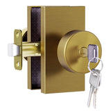 HIEMEY Antique Brass Door Knobs, Antique Front Door Lock Exterior Entry Door Knob Door Handles with Key, Keyed-Alike