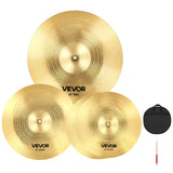 VEVOR Cymbal Pack, 3 Pieces Cymbals for Drum Set, Alloy Cymbals Drum Set Includes 14-inch Hi-Hats, 16-inch Crash, 20-inch Ride,