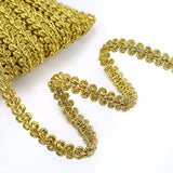 Gold Metallic Gimp Braid Lace Trim Centipede Lace Ribbon for DIY Wedding Bridal Crafts Sewing Costume Christmas Halloween (0.3In