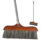 Yardwe Horse Hair Soft Bristle Broom Wooden Handle Angle Broom Floor Cleaning Broom Hair Removal Sweeper Carpet Sweeping Brush f