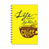 ESCAPER Life Begin After Coffee Dairy, A5 Size, 160 Ruled Smooth Pages, Laminated Soft Cover, Spiral Notebook, Writing Notepad F
