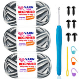 3 Pack Rainbow Beginner Crochet Yarn for Crocheting Knitting Multicolor Cotton Crochet Yarn for Beginners with Easy-to-See Stitc