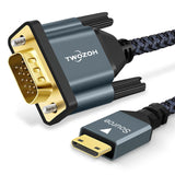 Twozoh Mini HDMI to VGA Cable 3.3FT, Gold-Plated & Braided Mini HDMI VGA (Male to Male) Compatible for Ultrabooks, notebooks, Tablets, Cameras and camcorders