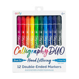 Ooly Calligraphy Duo - 12 Double Ended Calligraphy Pens for Writing & Hand Lettering, Dual Tip Pens Includes 1 Brush & 1 Chisel