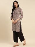 Rangita Brown Rayon Knee Length Printed Straight Kurti For Women | Kurta For Women_Xl