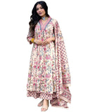 Gosriki Women'S Rayon Viscose Anarkali Printed Kurta With Palazzo & Dupatta (Cia Cream-Gs_S_Cream_Small),Cream,,B0F8ZTLDD1