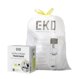 EKO Easy-Dispense Roll 80 Count Extra-Strong Drawstring Tall Kitchen Trash Bag, 8-9.5 Gallon Trash Bag (30.3L-36L) 1 Pack White,