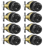RAZCC Privacy Door Knobs, 8 Pack Matte Black Door Knobs with Lock, Bed and Bath Door Knob Interior Keyless Locksets, Round Door