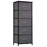 SUPER DEAL Fabric Dresser for Bedroom 46 inch Tall Dresser Vertical Storage Tower Chest of Drawers with 5 Storage Drawers Wood T