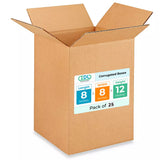 Small Moving & Shipping Boxes 8L x 8W x 12H (25-Pack) - Extra Strength 200 lb vs Regular - Corrugated Durable Packing Boxes - Sm