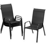 TLSUNNY Patio Chairs, Stackable Textilene Outdoor Dining Furniture for All Weather, with 17.7 Wide Seat & Metal Frame