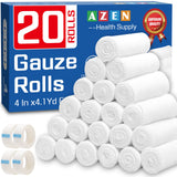 AZEN 20 Pack Gauze Rolls Bandages, 4 in x 4.1 Yards, Premium Medical Supplies & First Aid Supplies, Bandage Wrap Vet Wrap, Mummy