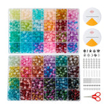 ASIMASIKE 1300 Pcs Glass Beads for Jewelry Making - 8mm Beads in 48 Colors, 2 Box Set of Bulk Glass Beads for Bracelets, Crafts