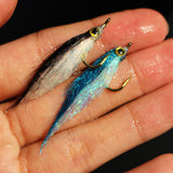 Tigofly 10 pcs Ice Dub UV Polar Fry Slowly Sinking Salmon Trout Steelhead Minnow Fly Fishing Flies Lures Set-Size 8