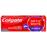 Colgate Optic White Purple Toothpaste for Teeth Whitening, Helps Remove Surface Stains and Polishes Teeth, Enamel-Safe Mint Past
