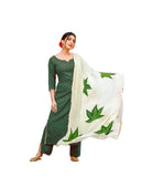 Anni Designer Women'S Rayon Straight Raspberry Handpainted Kurta With Palazzos & Dupatta (Rayon Sty Green_M_Green_Medium),Green,M