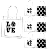 Lonfliness 24Pcs Volleyball Clear PVC Gift Bags With Handles Bulk Sport Theme Goodie Treat Candy Bags Team Present Wrap Tote Bag
