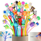 LiYiQ 48 PCS Cartoon Stress Relief Bobblehead Pens Bear Dinosaur Eggplant Panda Squid Shape Fun Cute Pen Kawaii Fidget Pens for