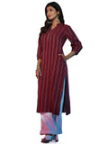 Libas Women'S Cotton Ethnic Motifs Straight Kurta (37255_Maroon