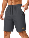 MAGCOMSEN Running Shorts Workout Camping Athletic Jogging Shorts with Zipper Pockets Hiking Quick Dry Gym Breathable 9 Inch Inse